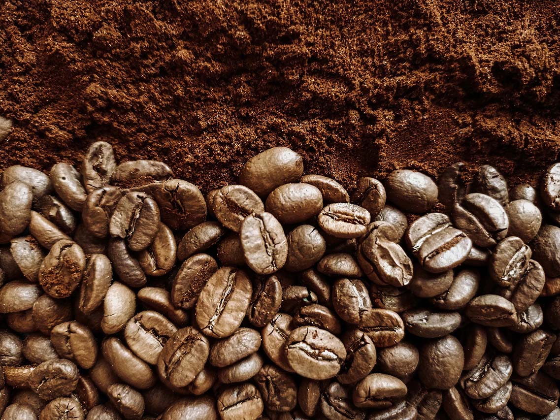 Coffee beans and ground coffee